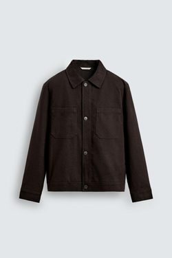 ZARA СТЕГАНАЯ КУРТКА ИЗ ЛИОЦЕЛЛА И ХЛОПКА, ШОКОЛАДНЫЙ