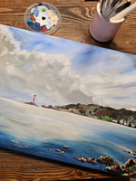 Картина авторская акрилом интерьерная на холсте 27*41 см для интерьера "Отражение неба"