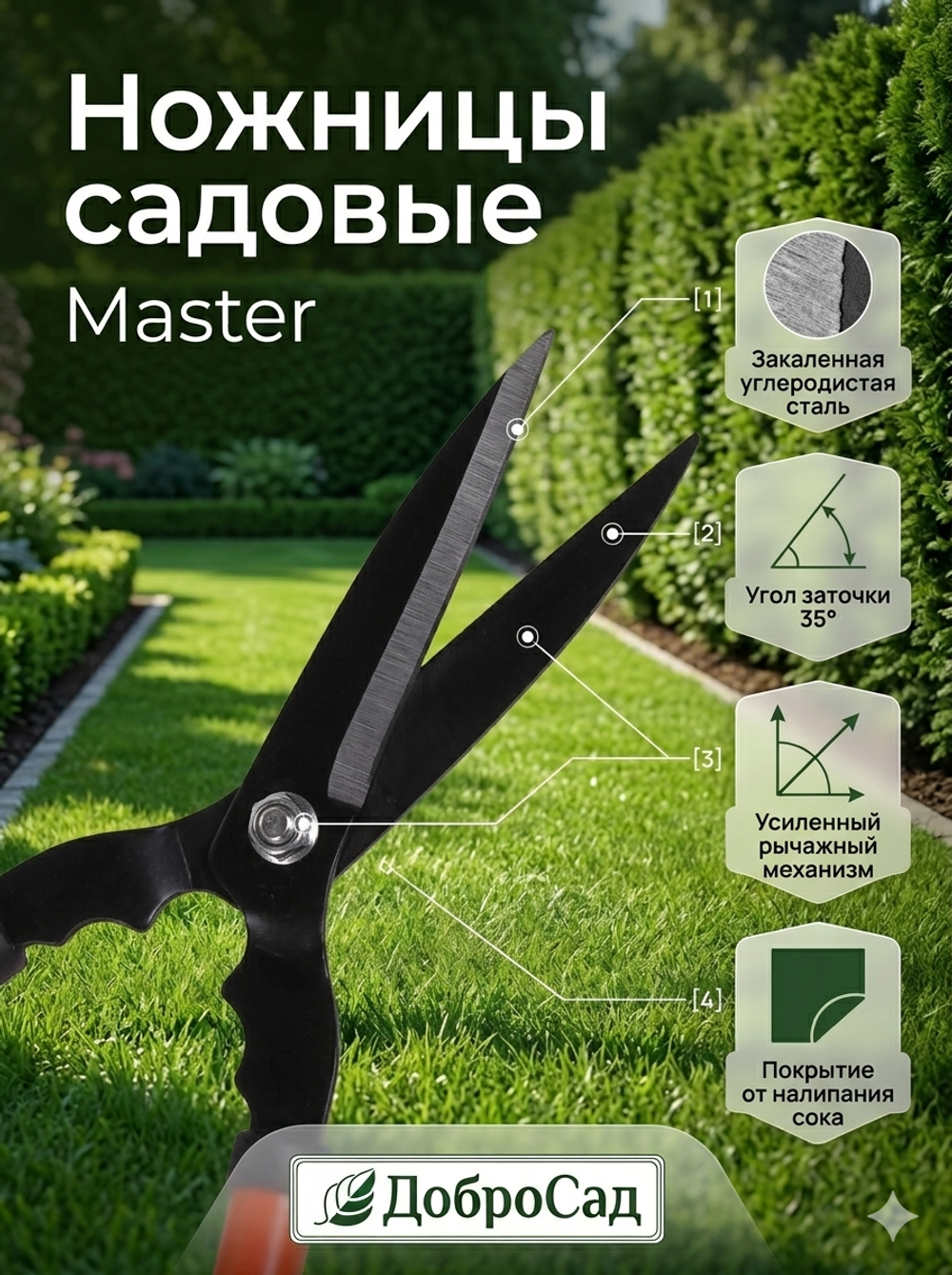 Ножницы «Master» 100см для стрижки газона и высоких кустов HL-600A-B09 ДоброСад