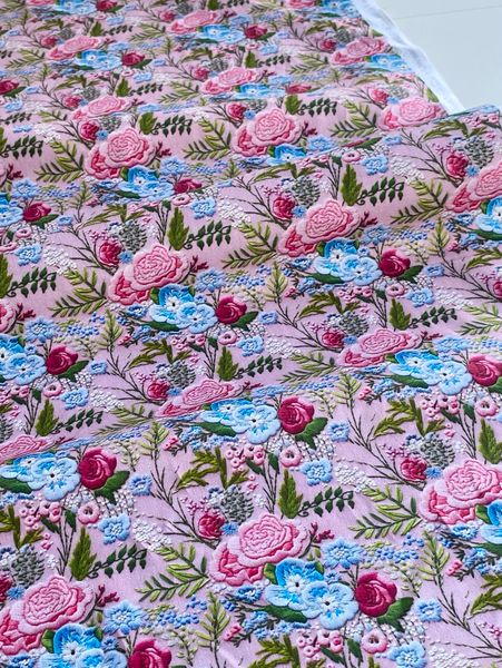 ИМИТАЦИЯ ЦВЕТОЧНОЙ ВЫШИВКИ #9, остаток 0,8 м 100% хлопок Handmade Fabrics 2