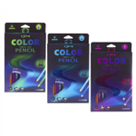 Карандаши цветные двусторонние утолщенные Yalong 12/24 цв., "Aurora. Jumbo" деревянные, трехгранные, заточенные, грифель 4.0 мм, картон. уп., европод.