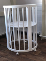 Детская кровать "Соня 02" ОВАЛЬНАЯ 8 в 1 Колесо БЕЛАЯ (75*125)