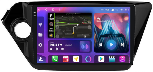 Магнитола для KIA Rio 3 2011-2017 (QB) - FarCar XXL106M QLED+2K, Android 12, ТОП процессор, 8Гб+256Гб, CarPlay, 4G SIM-слот