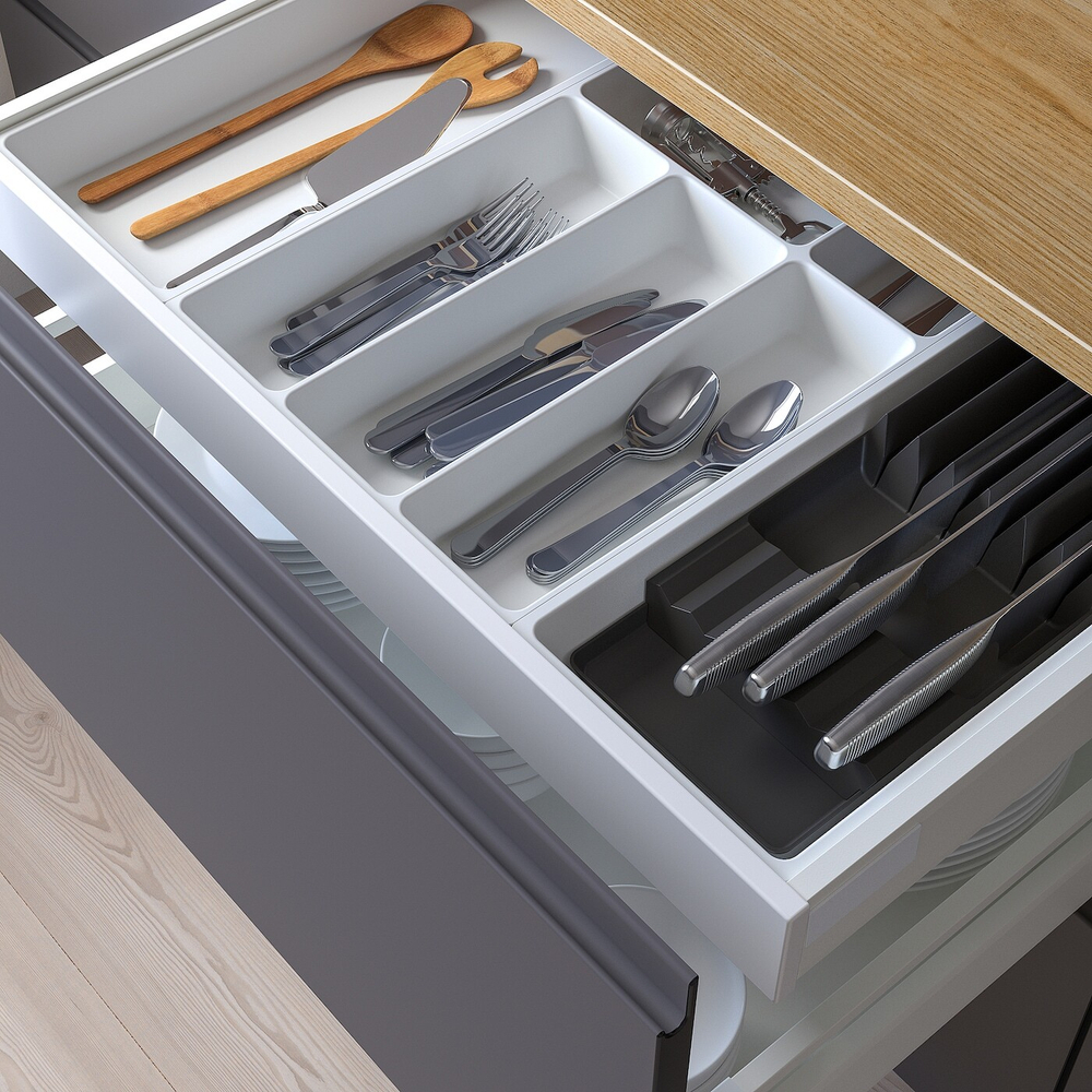 IKEA UPPDATERA  (ИКЕА УППДАТЕРА)  -  Лоток для столовых приборов+держатель для ножей, белый/антрацит, 72x50 см