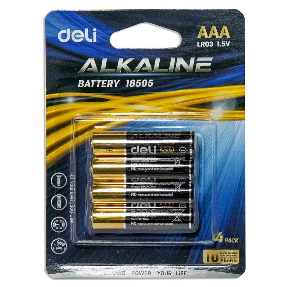 Батарейки Deli, AAА LR-03, 4шт/упак