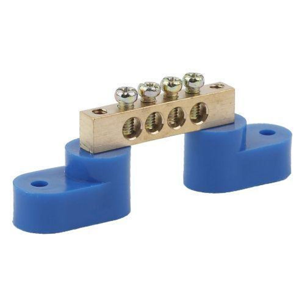 Шина N "ноль" на двух угловых изоляторах ШНИ-6х9-4-У2 NO-222-54 син. (уп.20шт) ЭРА Б0033434