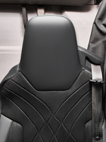 Чехлы Люкс MAN TGX, TGS с 2021 года без регулировки ремня безопасности водителя по высоте (экокожа, черный, черная вставка)