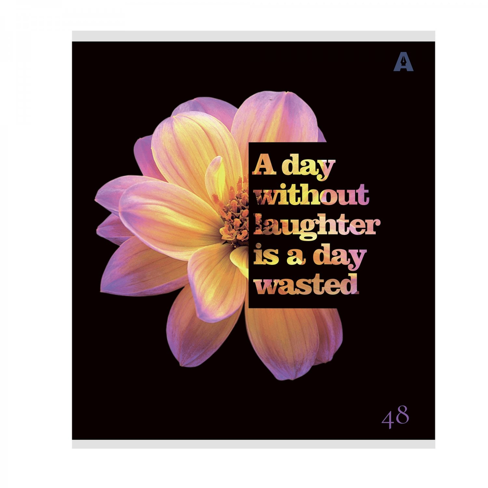 Тетрадь 48л, А5, клетка, Alingar, "Floral mood"скрепка,мелованный картон (стандарт), Soft touch+ выб УФ лак, блок офсет, 5 дизайнов в пленке т/у