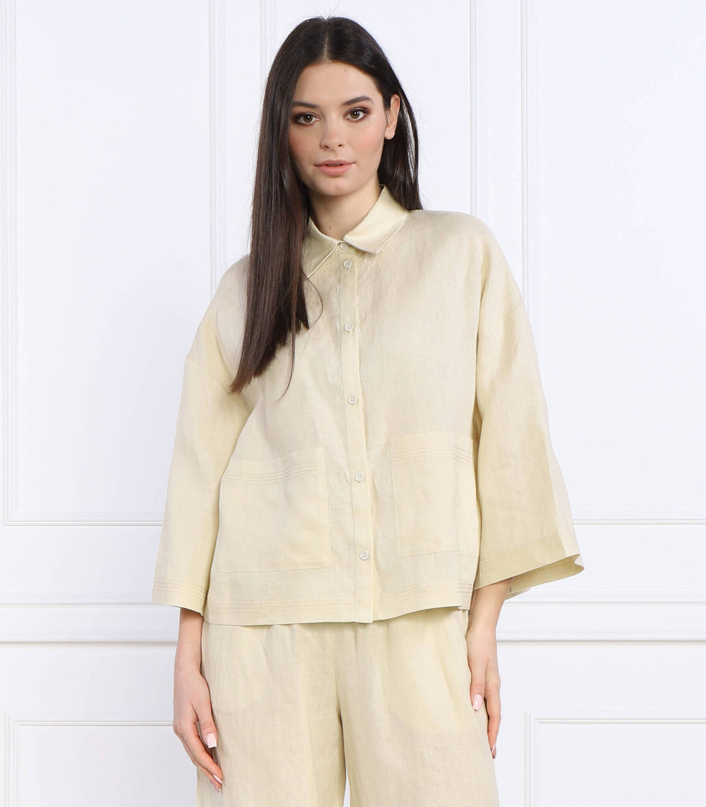 Льняная рубашка ANGORA Max Mara Leisure - бежевый(311103366)