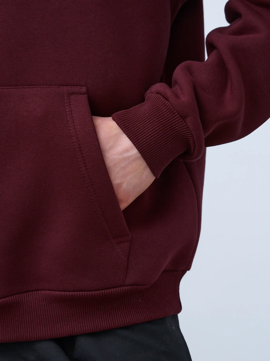 Худи оверсайз с начесом (бордовый)