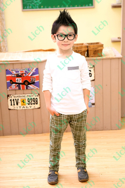 Брюки прямые с карманами и принтом клетки