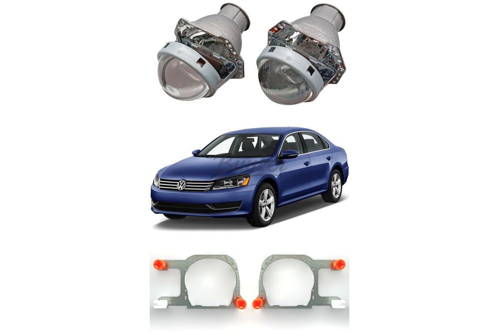 Готовый комплект для замены штатных галогенных линз Volkswagen Passat B7 2011-2015 (Галоген)