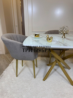 Кухонный раздвижной стол "ТАНГО" , белый мрамор и 4 стула ВЕРСАЛЬ