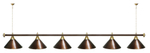 Лампа STARTBILLIARDS 6 пл. (плафоны зеленые,штанга зеленая,фурнитура золото)