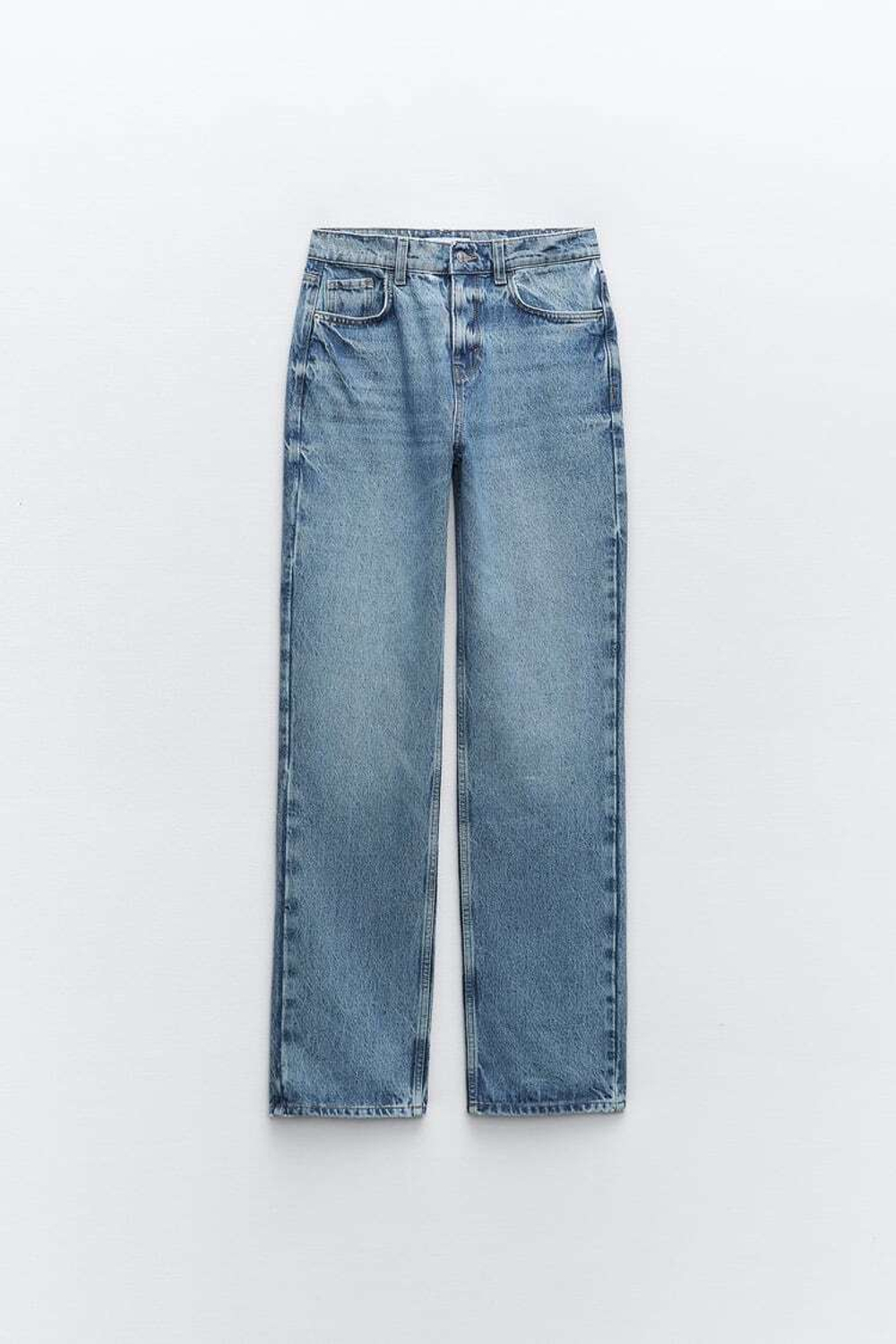 ZARA ДЖИНСЫ Z1975 SLIM С ВЫСОКОЙ ПОСАДКОЙ, ВЫЦВЕТШИЙ СИНИЙ