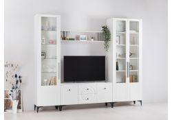 Витрина двухдверная Вестра белый шагрень