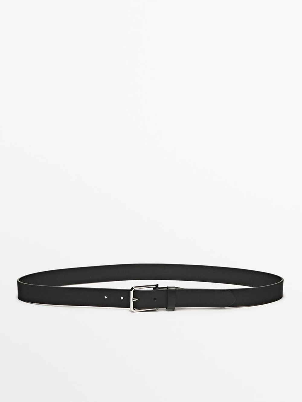 Massimo Dutti Ремень из мягкой кожи наппа, черный