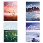 Тетрадь А4, 96 л., BRAUBERG, гребень, клетка, обложка картон, "Calm", 404059, 4шт