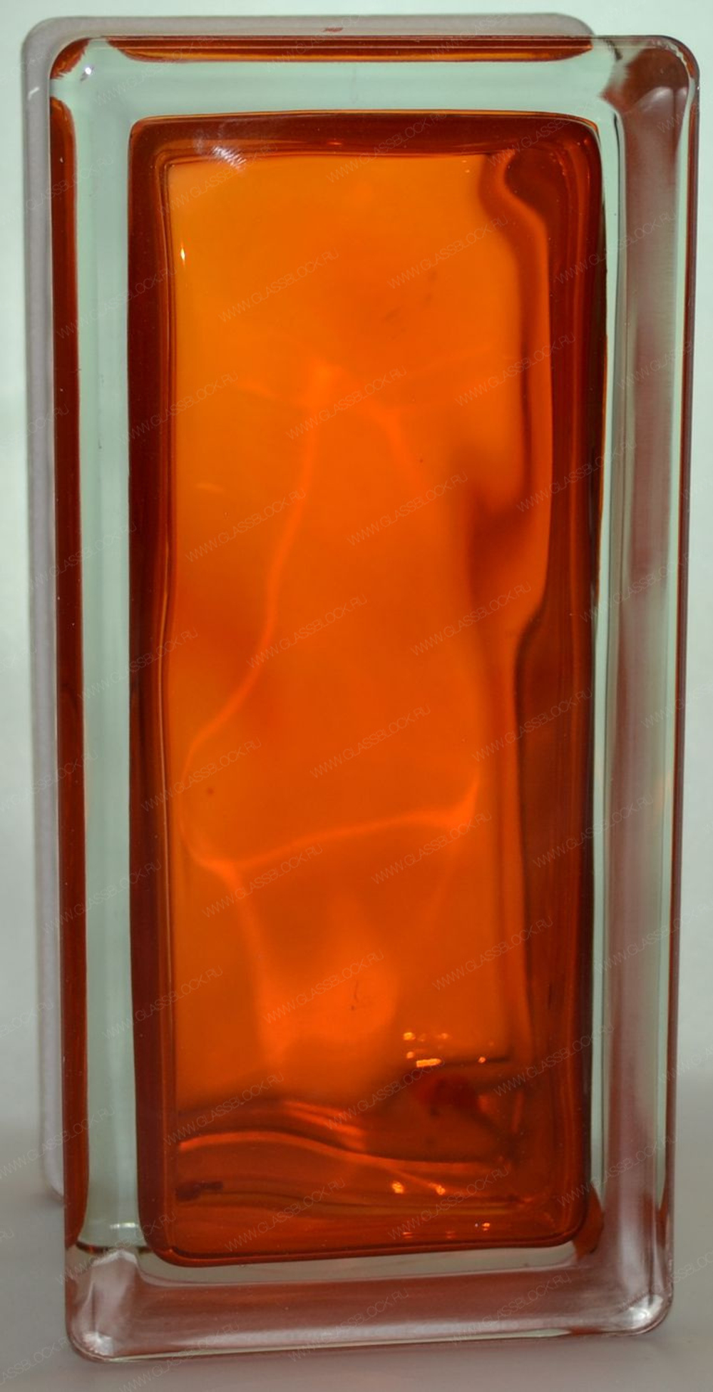 Купить Стеклоблок половинка оранжевый окрашенный изнутри  Vitrablok  19х9х8см., заказать в интернет-магазине, недорого, каталог 2022 купить  в Краснодаре