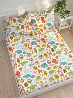 Простынь на резинке Сказка "Зоосад" 120х200 см, перкаль