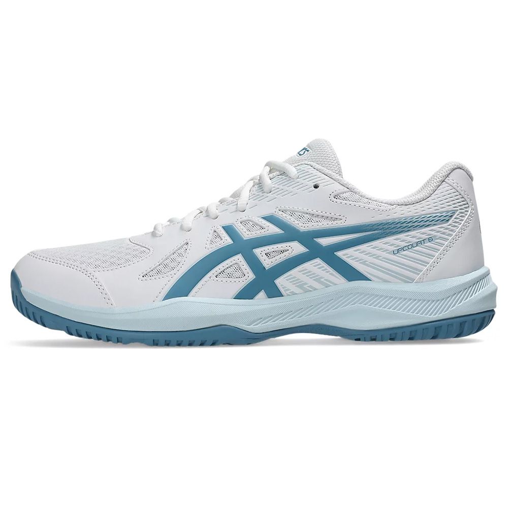 Кроссовки ASICS Upcourt 6 1071A104 105,р.12,5(рос.45,5),иск.кожа, текстиль, бело-бирюз