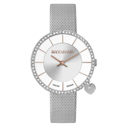 Часы Boccadamo Mya33 Silver White MX008 BW/S  с минеральным стеклом, кристаллами Swarovski