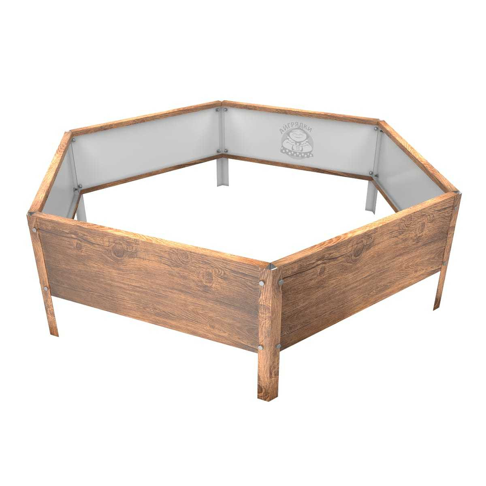 Клумба многоугольная оцинкованная с ножками 1 ярус Темное дерево