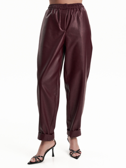 Брюки экокожа в бордовом цвете