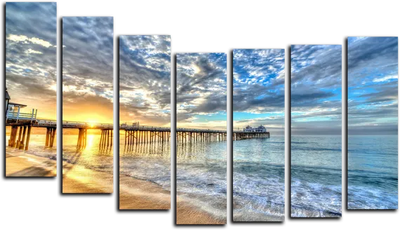 Модульная картина "Закат над пристанью"