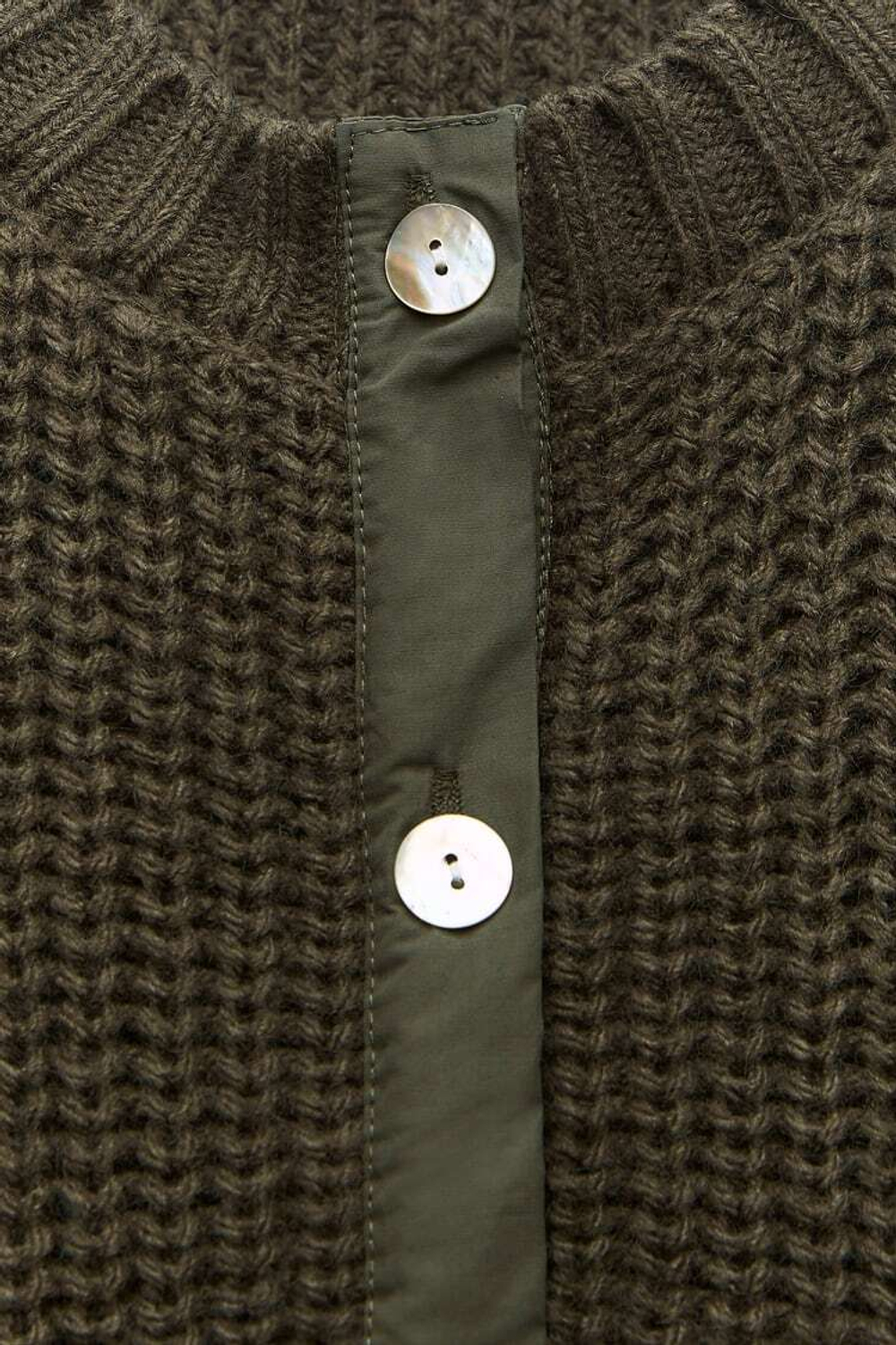 ZARA КАРДИГАН С КОНТРАСТНЫМИ КАРМАНАМИ, ТЕМНЫЙ ХАКИ