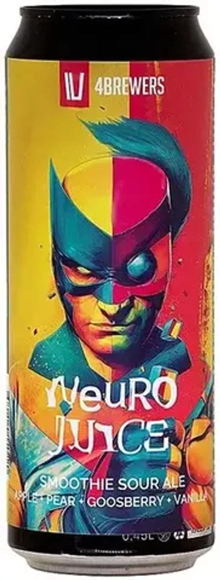 Пиво Четыре пивовара Нейро Джус Яблоко + Груша + Крыжовник + Ваниль / 4BREWERS Neuro Juice Apple + Pear + Goosberry + Vanilla 0.45 - банка