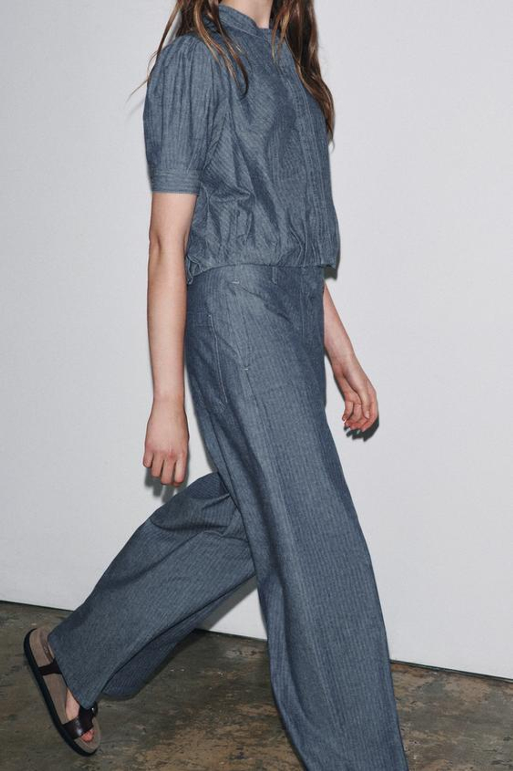 ZARA БРЮКИ RELAXED — ZW COLLECTION, СИНИЙ