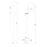 Смеситель для ванны напольного монтажа WONZON & WOGHAND STICK, Брашированный никель (WW-88649017-BN)