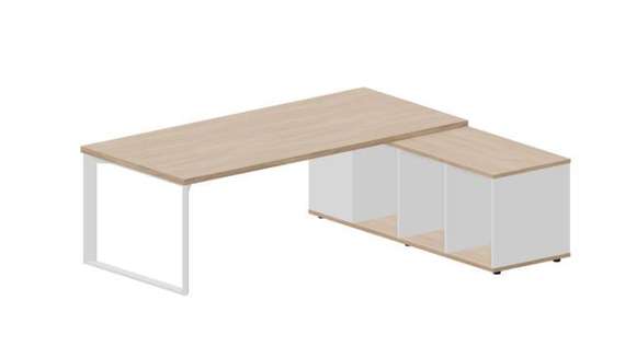 Стол Fortum на опорной сервисной тумбе (правый) 220(+0/15/30)х180х74см