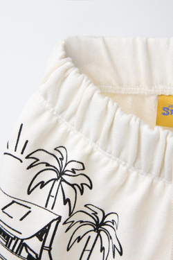 ZARA ШОРТЫ С ПРИНТОМ LILO & STITCH © DISNEY, ЭКРЮ