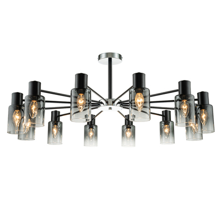 Светильник на штанге 12x40Вт, E14, металл/стекло, черный/хром