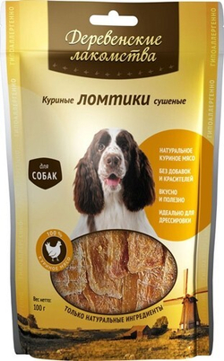 Деревенские лакомства Куриные ломтики сушеные, 90гр