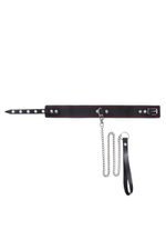 Черный двухслойный ошейник с красной строчкой и поводком (Цвет: черный)