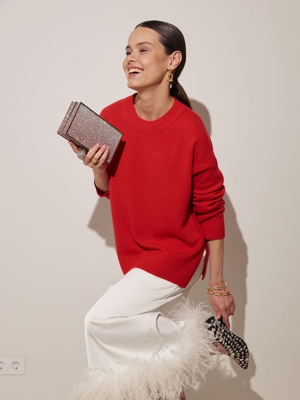 ЮБКА САТИНОВАЯ С ПЕРЬЯМИ WHITE