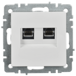 BRITE Розетка компьютерная двойная кат.5E RJ45 РК10-2-БрБ белый IEK