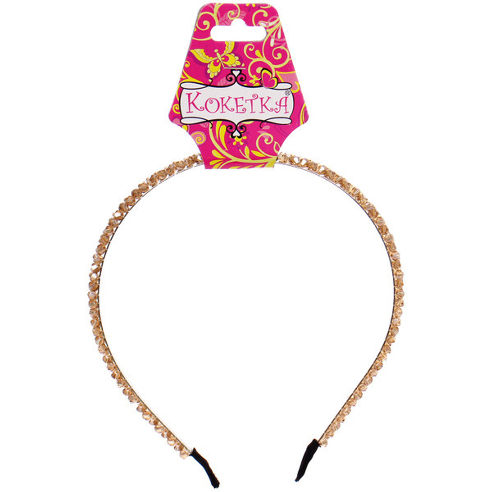 Ободок металлический с бисером «КОЛЛИНА», энтари, микс 4 цвета, 0,5см (блистер Кокетка и пакет с подвесом)