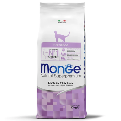 Monge cat корм сухой для стерилизованных кошек с курицей
