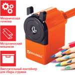 Точилка механическая BRAUBERG "JET" металлический механизм корпус апельсиновый (2 штуки в упаковке)