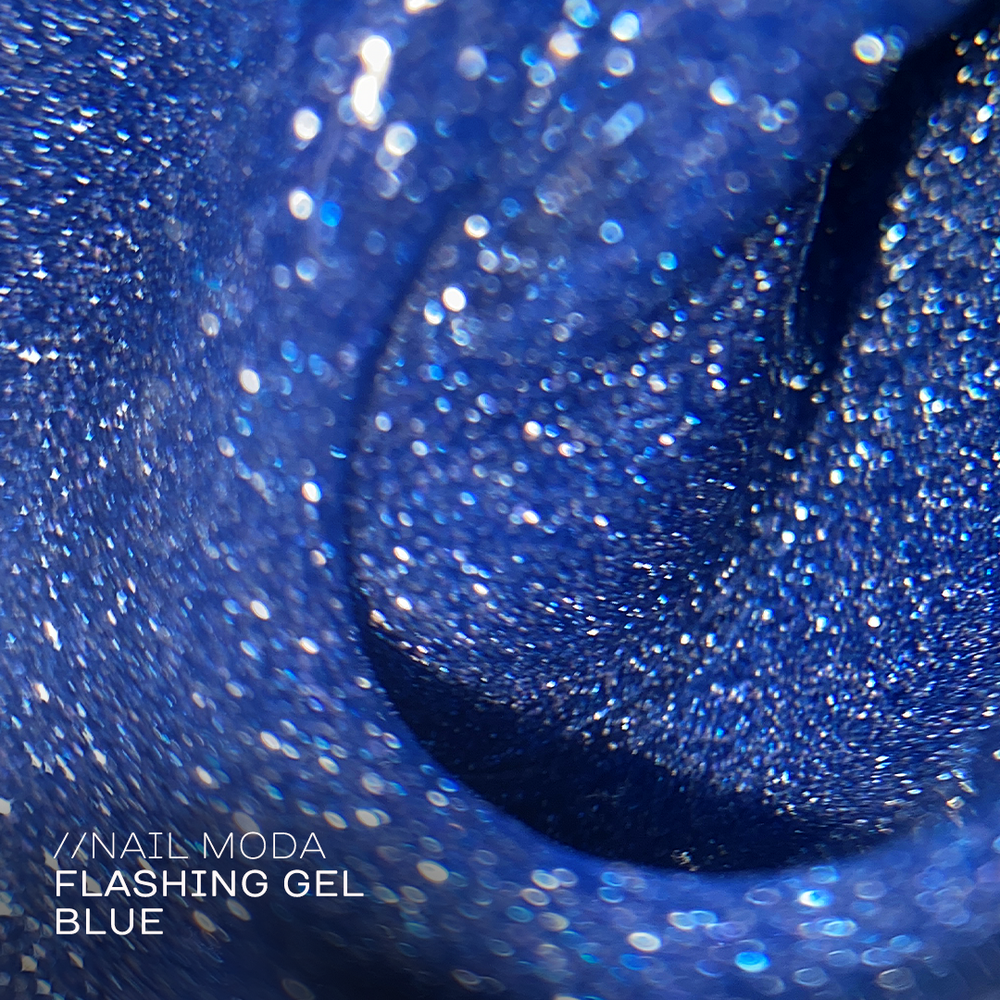 NAIL MODA FLASHING GEL - BLUE, моделирующий, цветной, 15 г