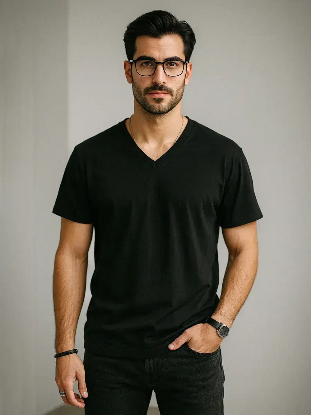 Черная футболка мужская летняя однотонная хлопок