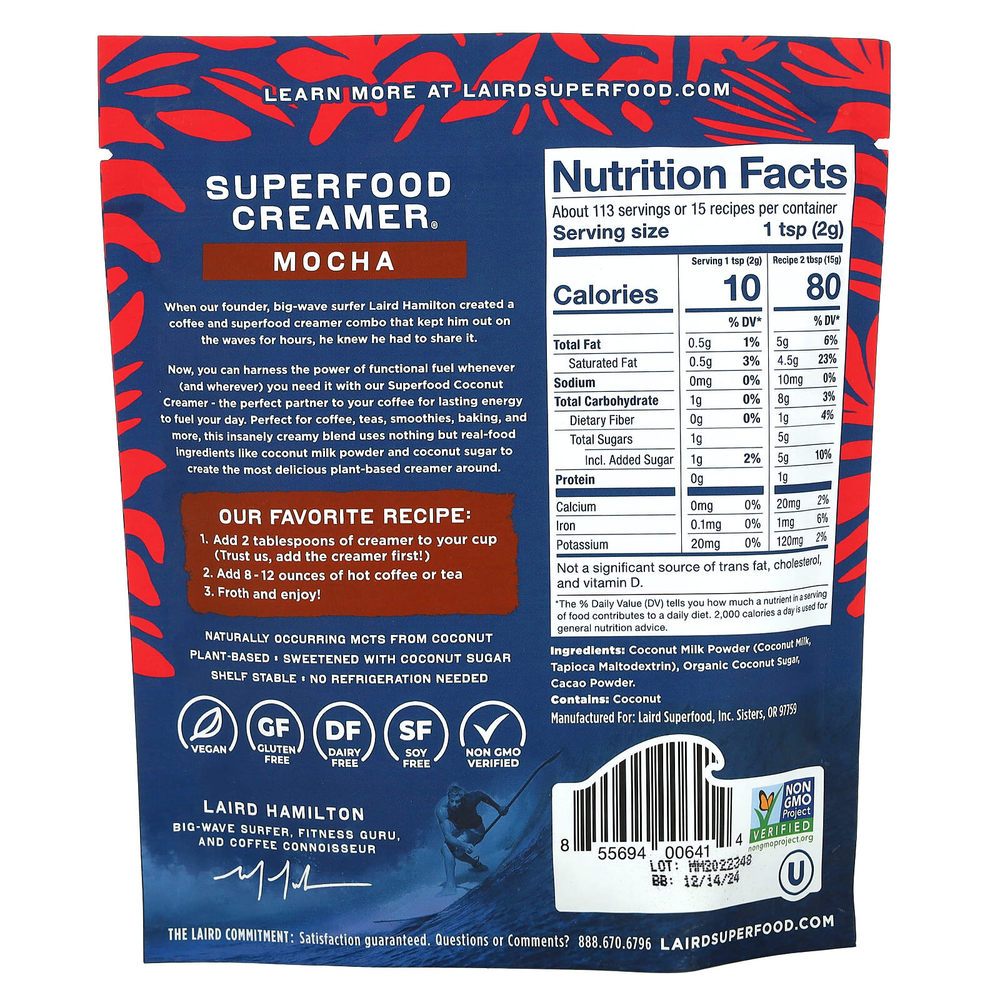 Laird Superfood, Сливки Superfood, мокко, 227 г (8 унций)