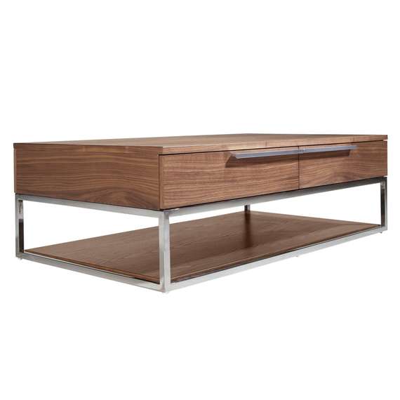 Журнальный стол 2114/MH1502A из ореха и хромированной стали