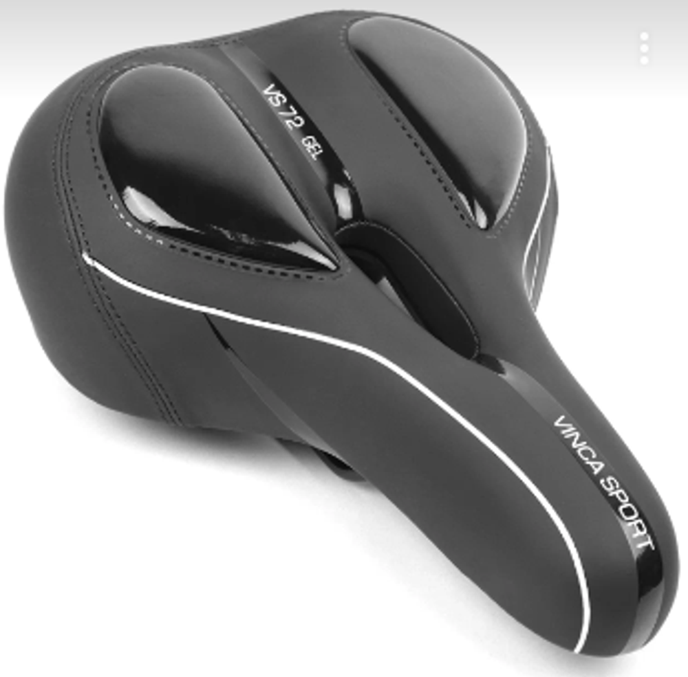 Седло комфортное с фонариком, гель,  270*200мм, черное, Vinca Sport VS 72 gel light