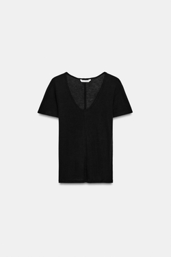 ZARA СВОБОДНАЯ ФУТБОЛКА С КОРОТКИМИ РУКАВАМИ, ЧЕРНЫЙ