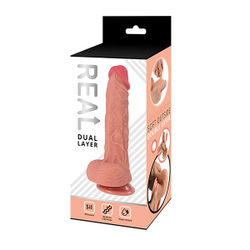 Реалистичный фаллоимитатор REAL Dual Layer, dual silicone, 23х4 см.